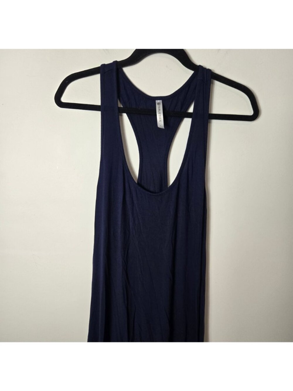 Fabletics Size L Iliana Racerback Sleeveless Maxi Dress Midnight Blue Side Slit - Picture 5 of 8
